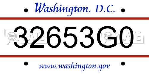 32653G0 District Of Columbia License Plate