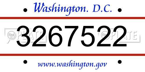 3267522 District Of Columbia License Plate