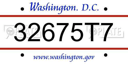 32675T7 District Of Columbia License Plate