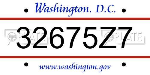 32675Z7 District Of Columbia License Plate