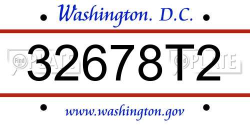 32678T2 District Of Columbia License Plate
