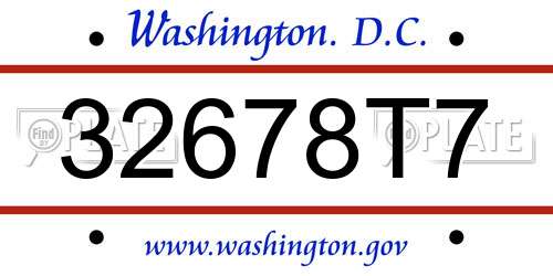 32678T7 District Of Columbia License Plate