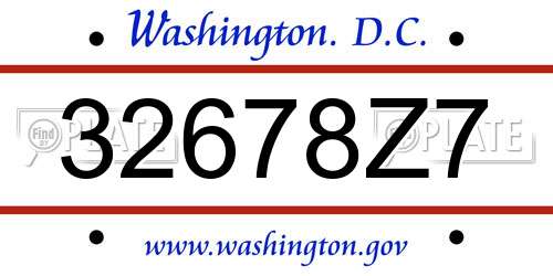 32678Z7 District Of Columbia License Plate