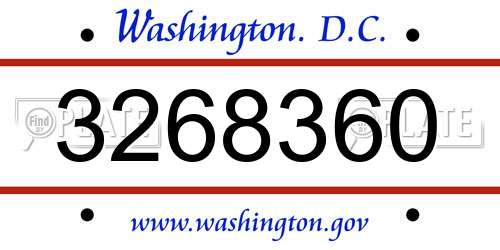 3268360 District Of Columbia License Plate