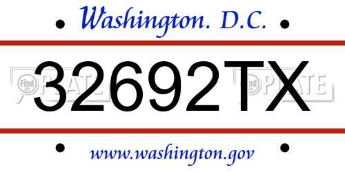 32692TX District Of Columbia License Plate