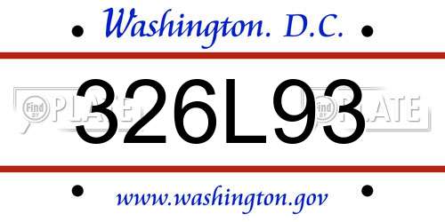 326L93 District Of Columbia License Plate