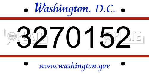 3270152 District Of Columbia License Plate