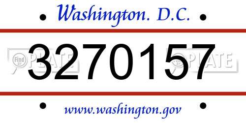 3270157 District Of Columbia License Plate