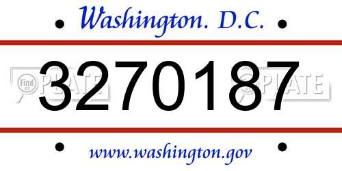 3270187 District Of Columbia License Plate