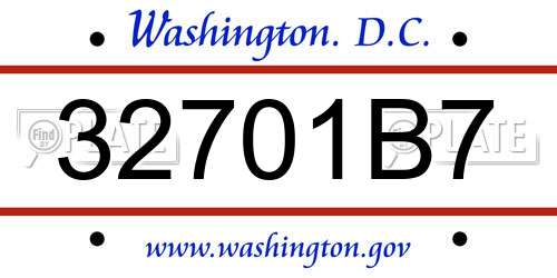 32701B7 District Of Columbia License Plate