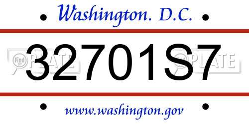 32701S7 District Of Columbia License Plate