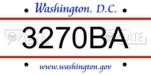 3270BA District Of Columbia License Plate