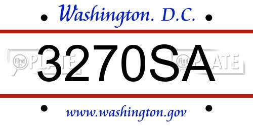 3270SA District Of Columbia License Plate