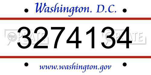 3274134 District Of Columbia License Plate