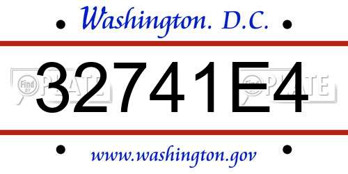 32741E4 District Of Columbia License Plate