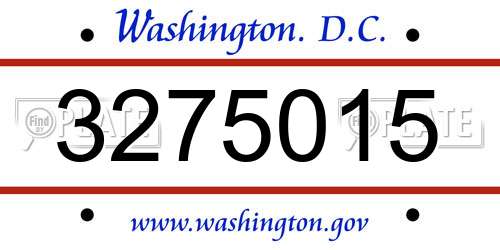 3275015 District Of Columbia License Plate