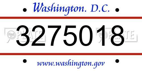 3275018 District Of Columbia License Plate