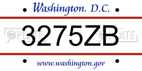 3275ZB District Of Columbia License Plate