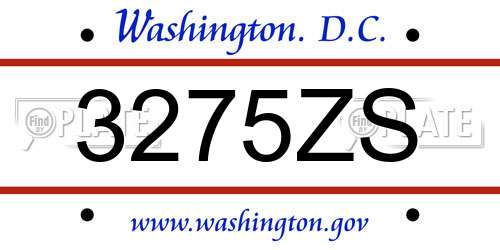 3275ZS District Of Columbia License Plate