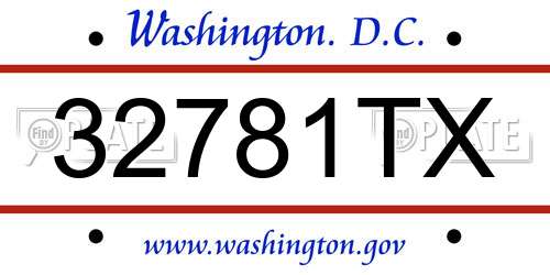 32781TX District Of Columbia License Plate