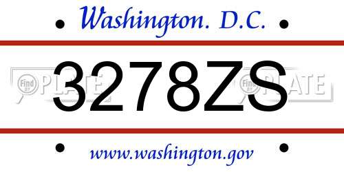 3278ZS District Of Columbia License Plate
