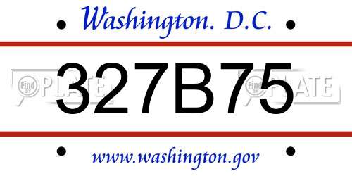 327B75 District Of Columbia License Plate