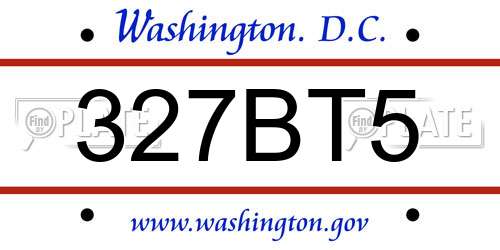 327BT5 District Of Columbia License Plate