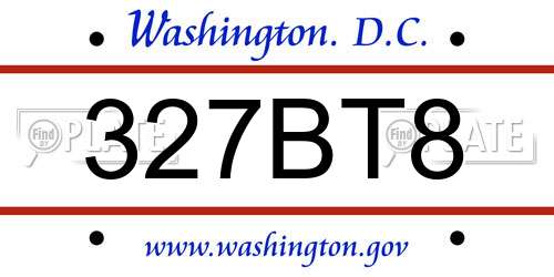 327BT8 District Of Columbia License Plate