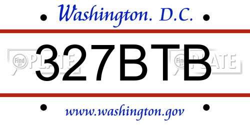 327BTB District Of Columbia License Plate