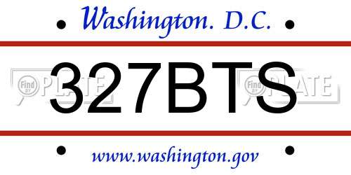 327BTS District Of Columbia License Plate