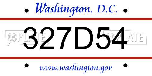 327D54 District Of Columbia License Plate