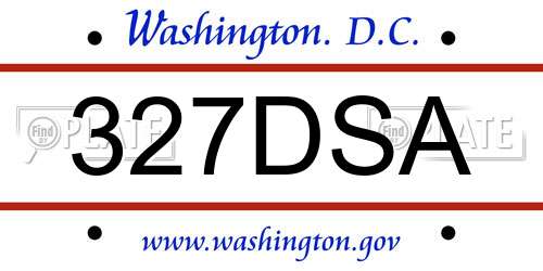 327DSA District Of Columbia License Plate