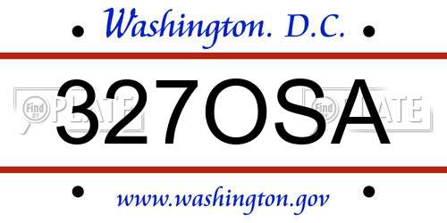 327OSA District Of Columbia License Plate