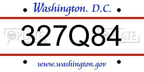 327Q84 District Of Columbia License Plate