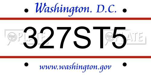 327ST5 District Of Columbia License Plate