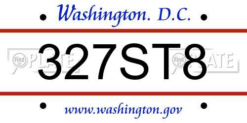 327ST8 District Of Columbia License Plate