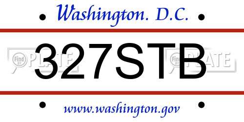 327STB District Of Columbia License Plate