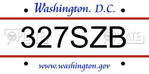 327SZB District Of Columbia License Plate