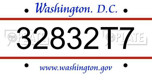 32832T7 District Of Columbia License Plate
