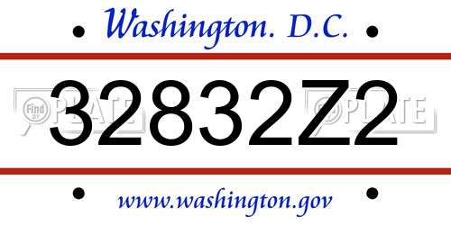 32832Z2 District Of Columbia License Plate