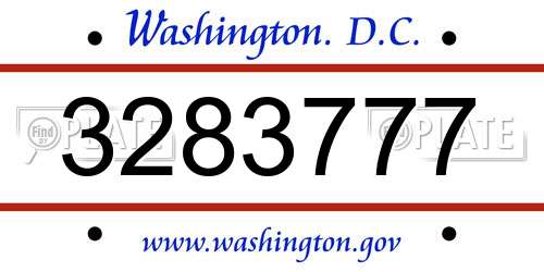 3283777 District Of Columbia License Plate