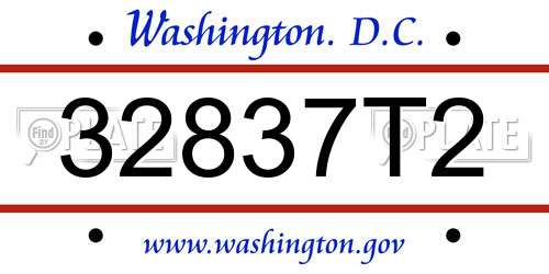 32837T2 District Of Columbia License Plate