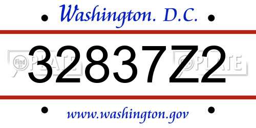 32837Z2 District Of Columbia License Plate