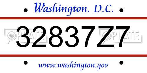 32837Z7 District Of Columbia License Plate