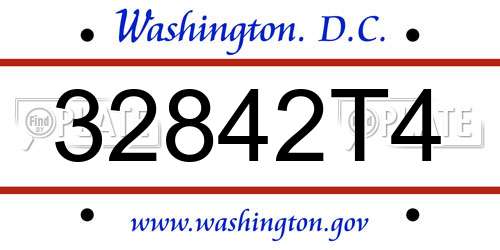 32842T4 District Of Columbia License Plate