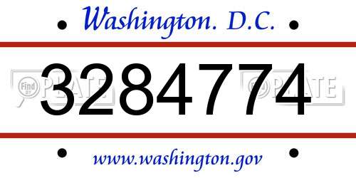 3284774 District Of Columbia License Plate