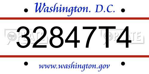32847T4 District Of Columbia License Plate
