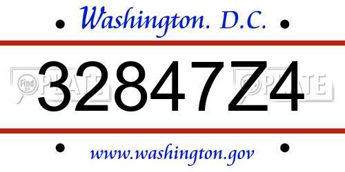 32847Z4 District Of Columbia License Plate