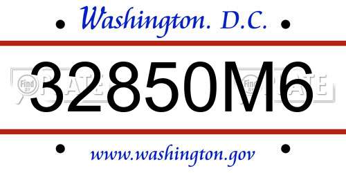 32850M6 District Of Columbia License Plate