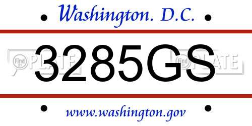 3285GS District Of Columbia License Plate